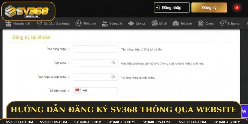 5 bước đăng ký SV368 khi ở trên máy tính